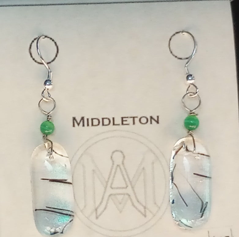 Clear Dichroic with Black Stringer Earrings (large)