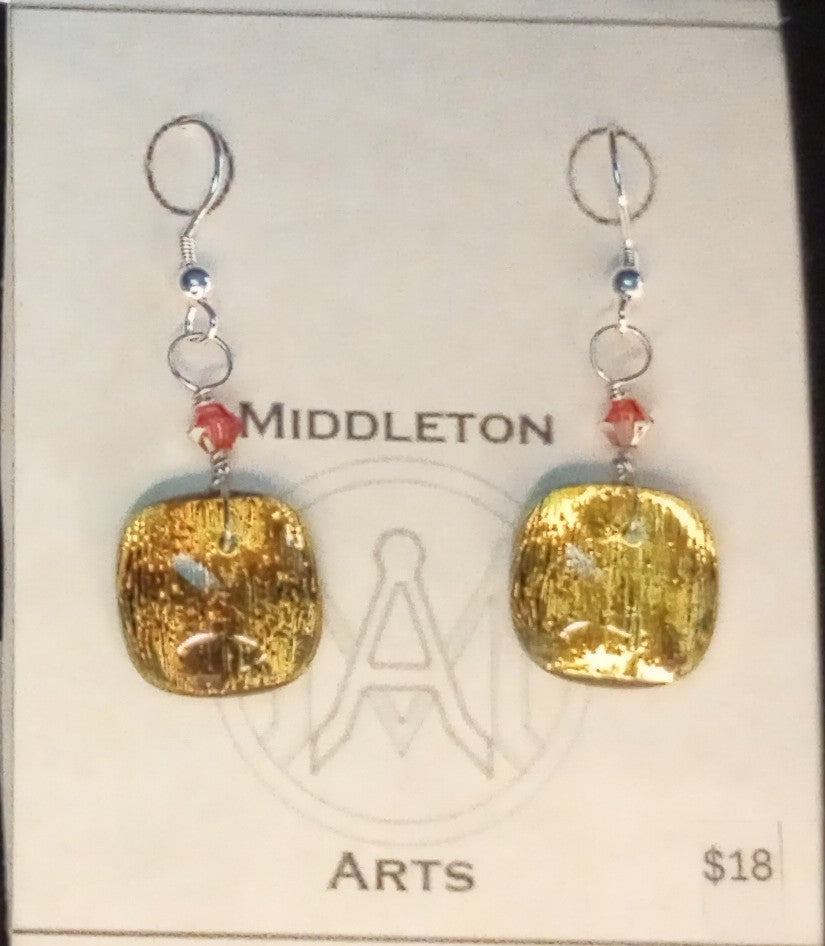 Textured Yellow Orange Earrings