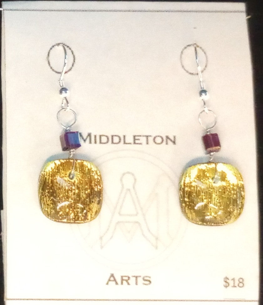 Textured Yellow Orange Earrings