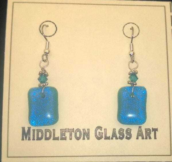 Light Blue Green Glitter Earrings
