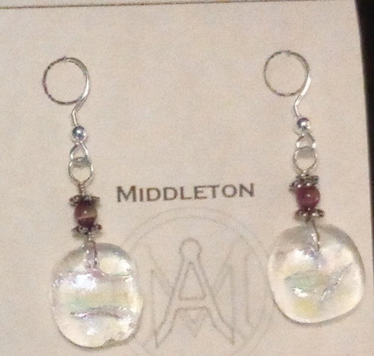 Rippled Pink Purple Earrings (small)