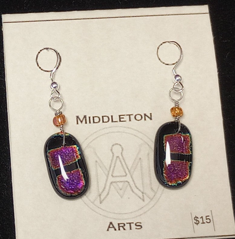 Magenta Square Earrings (small)