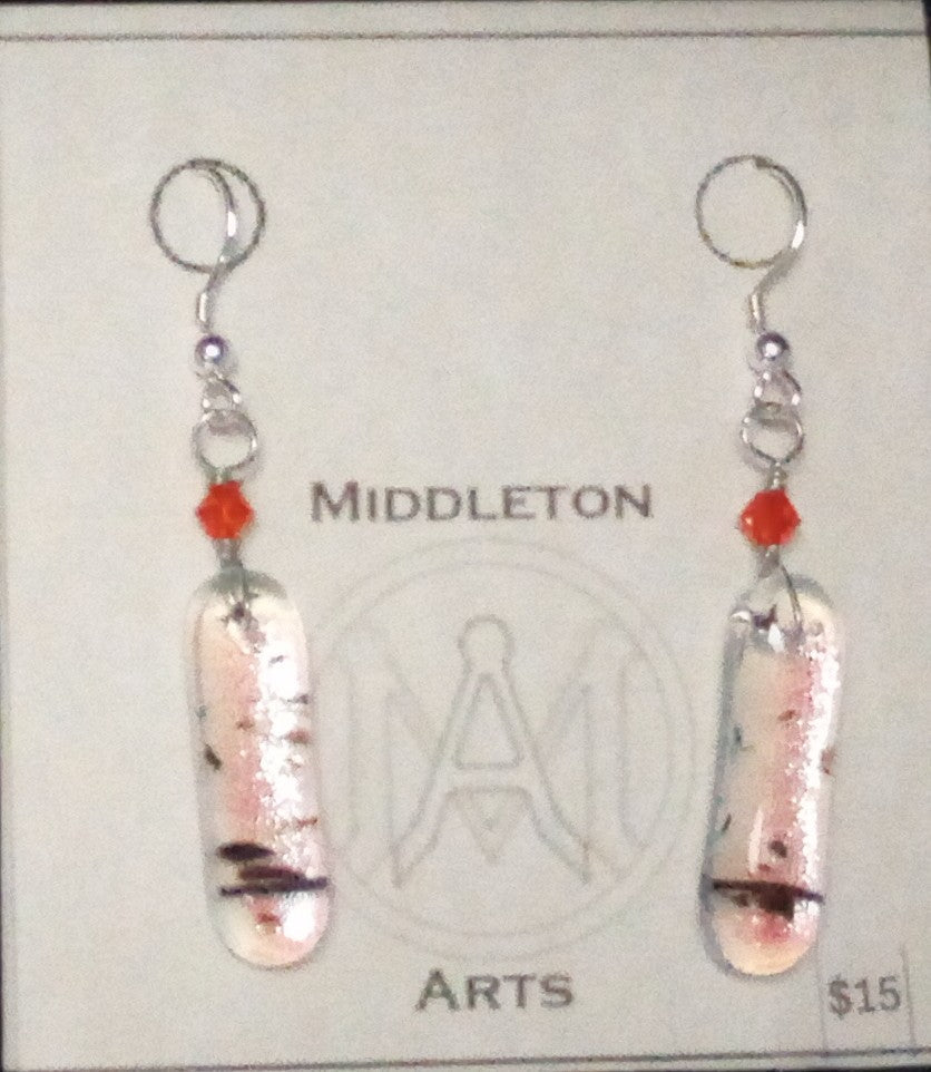 Clear Dichroic with Black Stringer Earrings