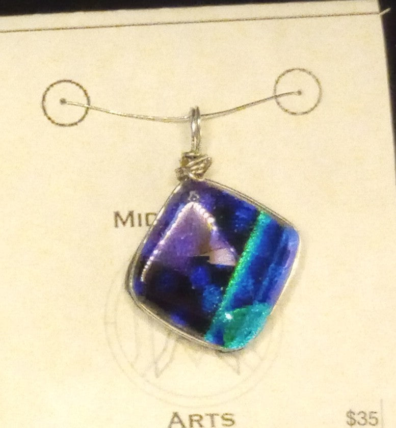 Blue Green Diamond-shaped Pendant