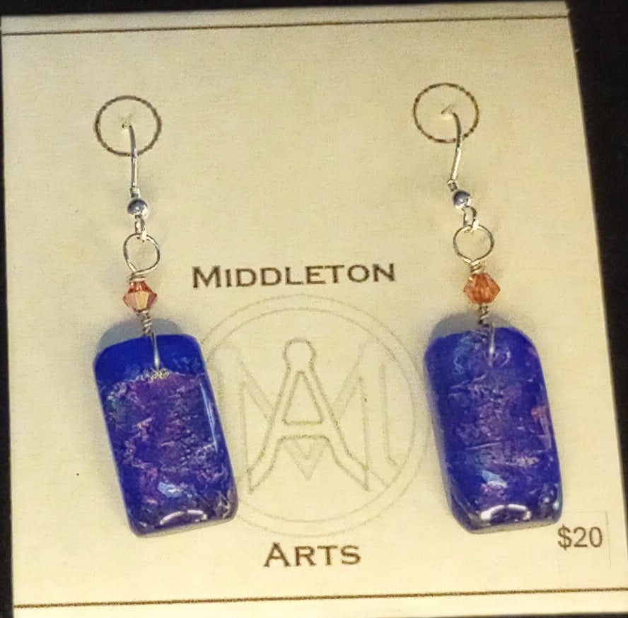 Rainbow Blue Rectangle Earrings