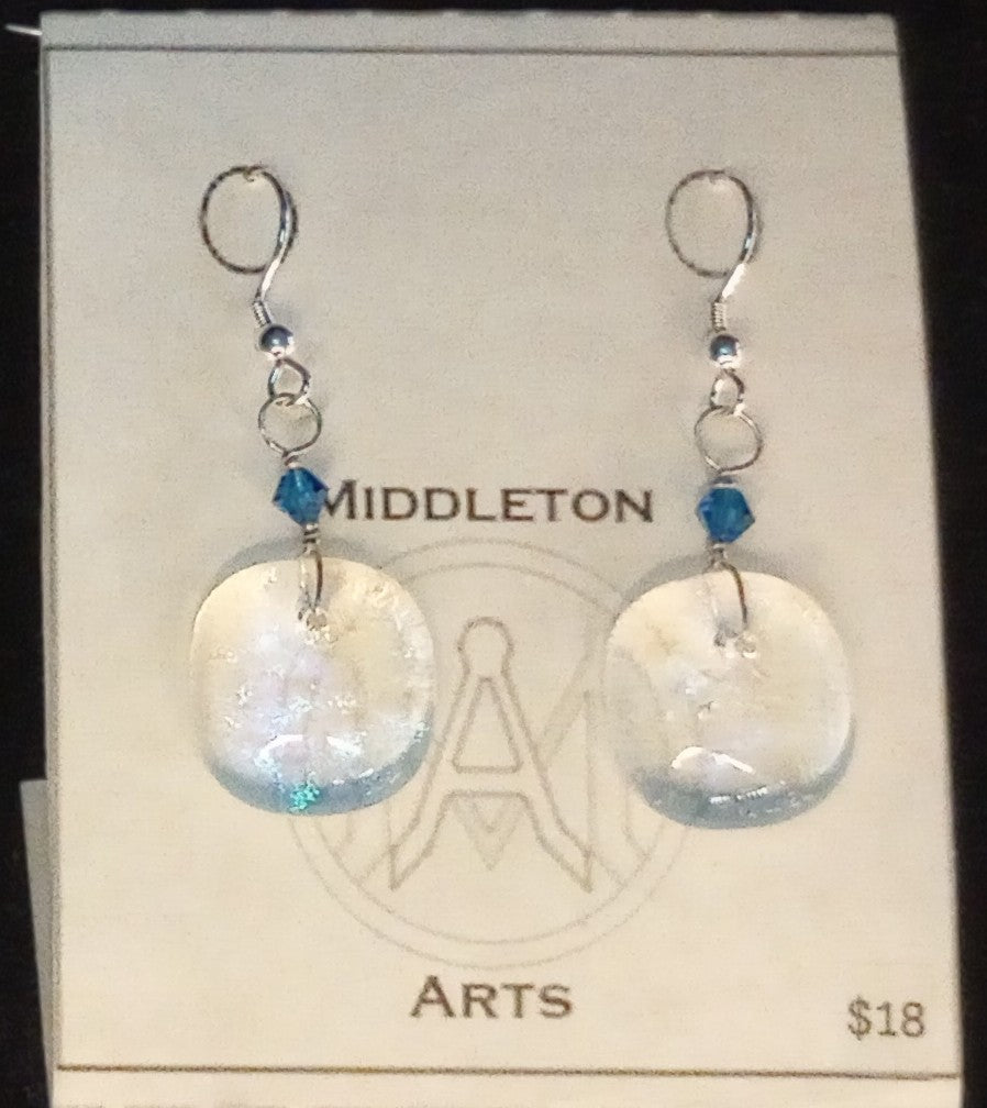 Clear Dichroic Ripple Earrings (small)