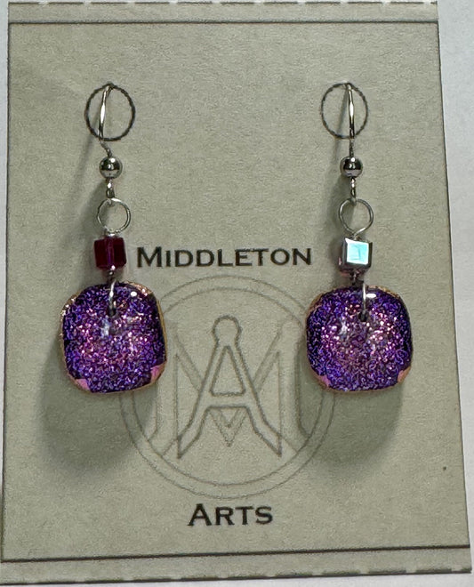 Pink Square Earrings