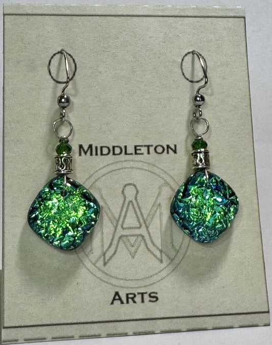Emerald Foil Diamond-shaped Earrings