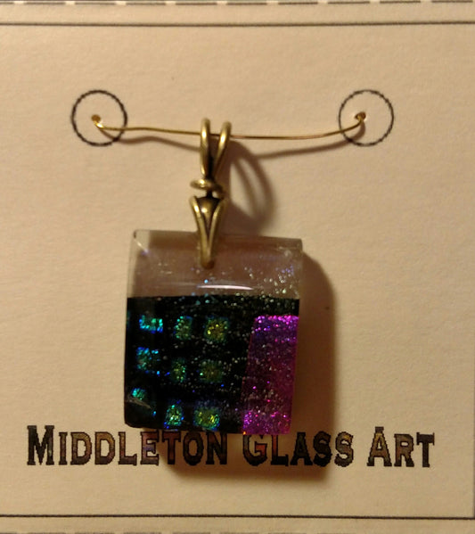 Beveled Green Checkerboard Pendant